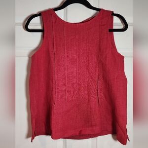 PA Company Boston Elegant Red Linen Sleeveless Top Small